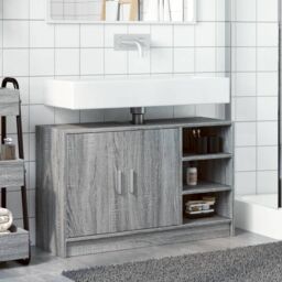 Berkfield Home Sink Cabinet Grey Sonoma 90x29x55 cm Engineered Wood - Size: 90 x 29 x 55 cm - thumbnail 3