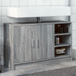 Berkfield Home Sink Cabinet Grey Sonoma 90x29x55 cm Engineered Wood - Size: 90 x 29 x 55 cm - thumbnail 1