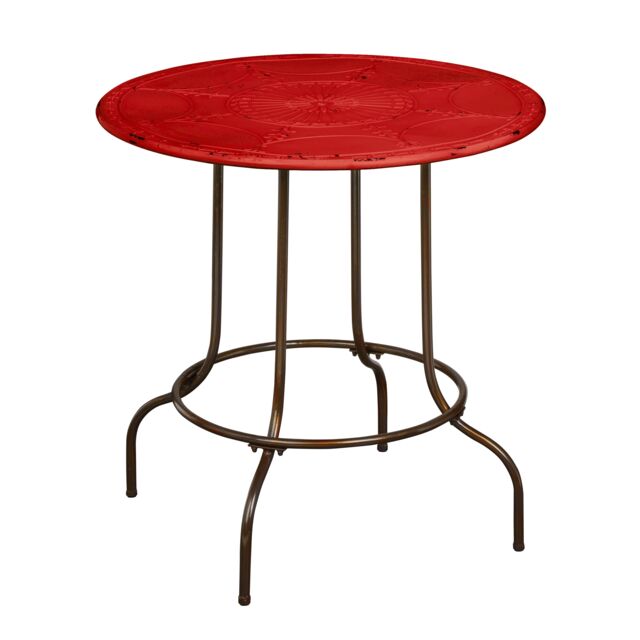 Orsina Industrial Style Red Metal Table, Stable Constructed Kitchen Side Table, Robust Breakfast Corner Table - image 1