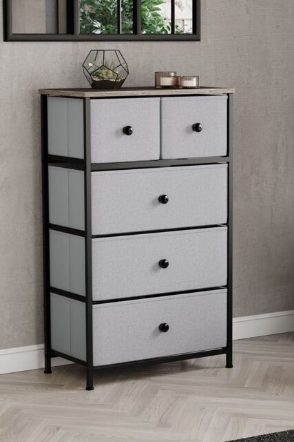 Home Discount Vida Designs Chorley 5 Drawer Chest Of Drawers UKFR Fabric Storage in Beige