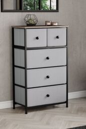 Home Discount Vida Designs Chorley 5 Drawer Chest Of Drawers UKFR Fabric Storage in Beige - thumbnail 1