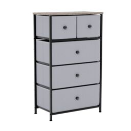 Home Discount Vida Designs Chorley 5 Drawer Chest Of Drawers UKFR Fabric Storage in Beige - thumbnail 9