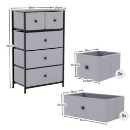 Home Discount Vida Designs Chorley 5 Drawer Chest Of Drawers UKFR Fabric Storage in Beige - thumbnail 3