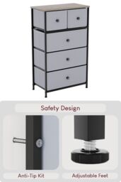 Home Discount Vida Designs Chorley 5 Drawer Chest Of Drawers UKFR Fabric Storage in Beige - thumbnail 7