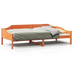 Berkfield Home Bed Frame without Mattress Wax Brown 90x190 cm Single Solid Wood Pine - thumbnail 2