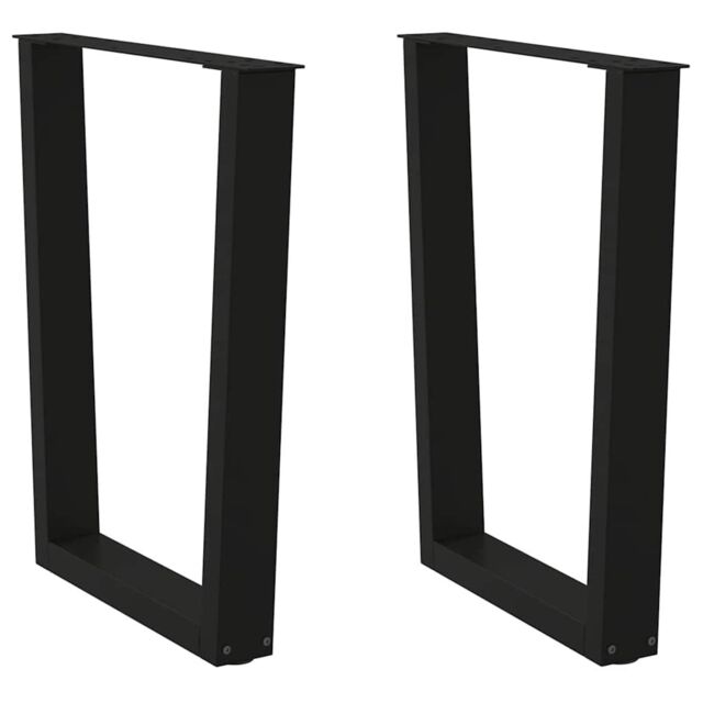 Berkfield Home Dining Table Legs V-Shape 2 pcs Black 60x(72-73.3) cm Steel - image 1