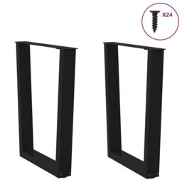 Berkfield Home Dining Table Legs V-Shape 2 pcs Black 60x(72-73.3) cm Steel - thumbnail 3