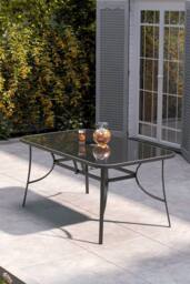 Living and Home Rectangular Metallic Garden Dining Table in Black - thumbnail 2