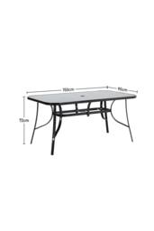 Living and Home Rectangular Metallic Garden Dining Table in Black - thumbnail 6