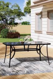 Living and Home Rectangular Metallic Garden Dining Table in Black - thumbnail 3