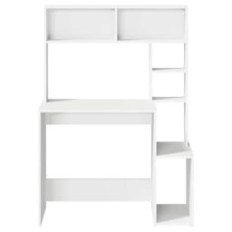 Berkfield Home Desk with Shelves White 100x45x140 cm Engineered Wood - Size: 100 x 45 x 140 cm - thumbnail 4