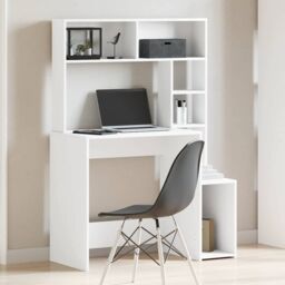 Berkfield Home Desk with Shelves White 100x45x140 cm Engineered Wood - Size: 100 x 45 x 140 cm - thumbnail 3