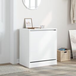 Berkfield Home Shoe Cabinet White 60x42x69 cm Engineered Wood - Size: 60 x 42 x 69 cm - thumbnail 3
