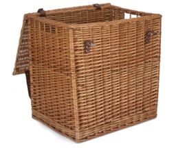 Red Hamper Wicker Double Steamed Vintner Storage Picnic Basket in Brown - Size: Large