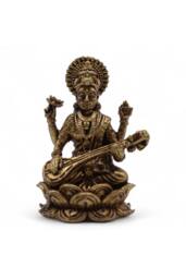 KDMD Brass Miniature Goddess Saraswati - 49mm in Bronze