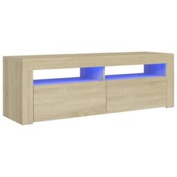 Berkfield Home TV Cabinet with LED Lights Sonoma Oak 120x35x40 cm in Brown - Size: 120 x 35 x 40 cm - thumbnail 2