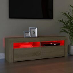 Berkfield Home TV Cabinet with LED Lights Sonoma Oak 120x35x40 cm in Brown - Size: 120 x 35 x 40 cm - thumbnail 5