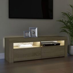 Berkfield Home TV Cabinet with LED Lights Sonoma Oak 120x35x40 cm in Brown - Size: 120 x 35 x 40 cm - thumbnail 4