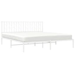 Berkfield Home Metal Bed Frame without Mattress with Headboard White 183x213cm - Size: 183x213 cm - thumbnail 3