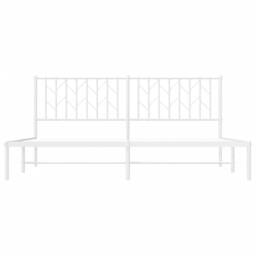 Berkfield Home Metal Bed Frame without Mattress with Headboard White 183x213cm - Size: 183x213 cm - thumbnail 5