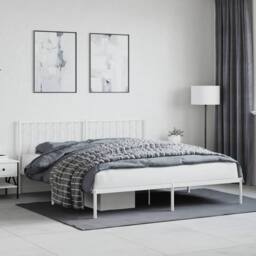 Berkfield Home Metal Bed Frame without Mattress with Headboard White 183x213cm - Size: 183x213 cm - thumbnail 2