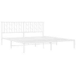 Berkfield Home Metal Bed Frame without Mattress with Headboard White 183x213cm - Size: 183x213 cm - thumbnail 4