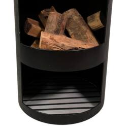 Samuel Alexander 1.4m Tall Outdoor Garden Patio Chiminea Log Burner Fire Pit with Log Store & Cover in Black - thumbnail 6