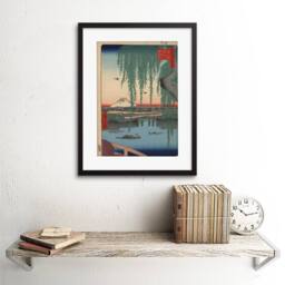 "Artery8 Utagawa Japanese 100 Views Edo 062 Painting 12x16"" Framed Art Print in Blue - Size: W12"" x H16""" - thumbnail 2