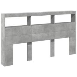 Berkfield Home Headboard Cabinet with LED Concrete Grey 180x17x102 cm - Size: 180 x 17 x 102 cm - thumbnail 1