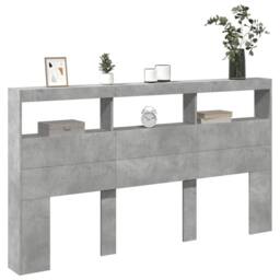 Berkfield Home Headboard Cabinet with LED Concrete Grey 180x17x102 cm - Size: 180 x 17 x 102 cm - thumbnail 5
