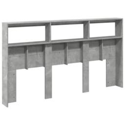 Berkfield Home Headboard Cabinet with LED Concrete Grey 180x17x102 cm - Size: 180 x 17 x 102 cm - thumbnail 8
