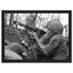 Artery8 War Vietnam USA GI Soldiers M60 Machine Gun 1966 Photo Artwork Framed Wall Art Print A4 in Black - thumbnail 1