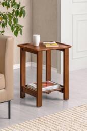 MH London Santorini Side Table Solid Wood Bedside Table for Living Room in Walnut - thumbnail 7
