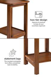 MH London Santorini Side Table Solid Wood Bedside Table for Living Room in Walnut - thumbnail 6