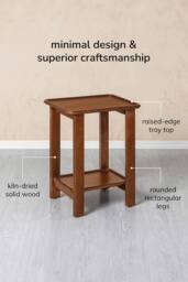 MH London Santorini Side Table Solid Wood Bedside Table for Living Room in Walnut - thumbnail 3