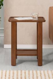MH London Santorini Side Table Solid Wood Bedside Table for Living Room in Walnut - thumbnail 2