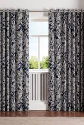 Ted Baker 'Vietnm' Cotton Lined Curtains in Navy - Size: 228 cm width x 228 cm drop