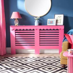 OHS Scallop Radiator Cover Engineered Wood Sideboard Shelf in Bright Pink - Size: Large - thumbnail 1