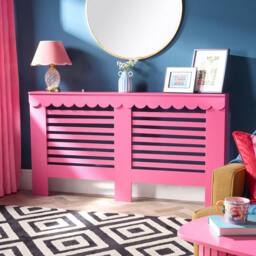 OHS Scallop Radiator Cover Engineered Wood Sideboard Shelf in Bright Pink - Size: Large - thumbnail 2