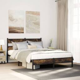 Berkfield Home Bed Frame Frame Smoked Oak 75x190 cm Small Single Wood in Brown - thumbnail 2