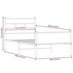 Berkfield Home Bed Frame Frame Smoked Oak 75x190 cm Small Single Wood in Brown - thumbnail 9
