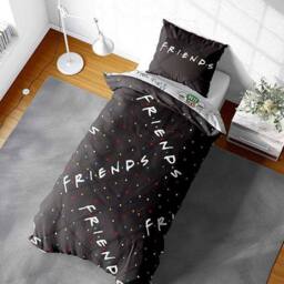 Friends Logo Reversible Duvet Set in Black - Size: Single - thumbnail 3