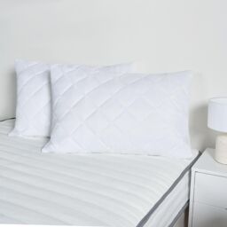 OHS Pillow Protector Cases Soft Touch Cushion Cover 2 Pack Pinsonic Quilted Set Pair in White - thumbnail 1