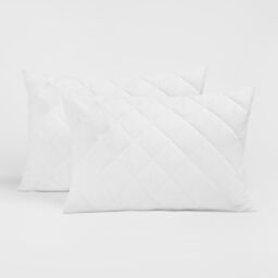 OHS Pillow Protector Cases Soft Touch Cushion Cover 2 Pack Pinsonic Quilted Set Pair in White - thumbnail 4