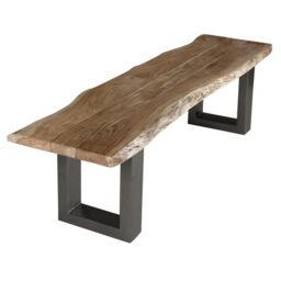 Indian Hub Baltic Live Edge Large Bench - Metal/Acacia Solid Wood - L40 x W175 x H45 cm in Brown - thumbnail 4