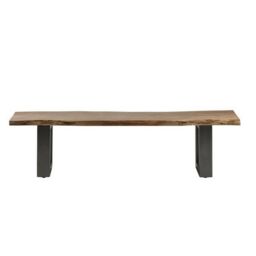Indian Hub Baltic Live Edge Large Bench - Metal/Acacia Solid Wood - L40 x W175 x H45 cm in Brown - thumbnail 2