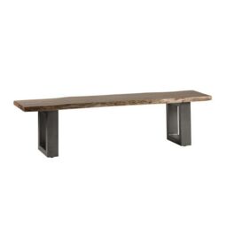 Indian Hub Baltic Live Edge Large Bench - Metal/Acacia Solid Wood - L40 x W175 x H45 cm in Brown - thumbnail 1