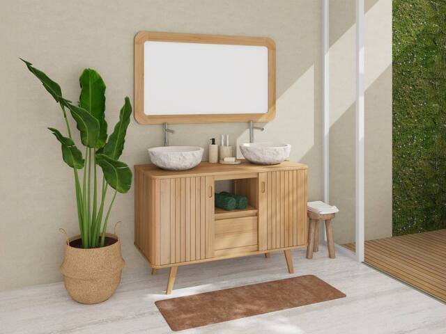 Vente-unique Freestanding Teak Vanity Unit - 120 Cm - WAMENA in Light Oak - image 1