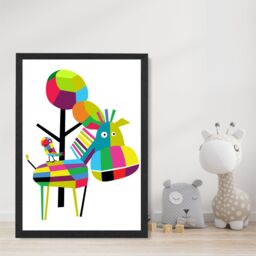 ARTZE Zebra Bright Geometric Animal Framed Print SIZE: A2 with Black Frame - Size: A4 - thumbnail 2