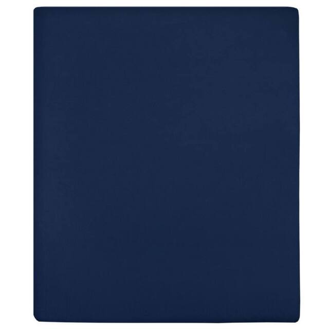 Berkfield Home Jersey Fitted Sheets 2 pcs Navy Blue 160x200 cm Cotton - image 1